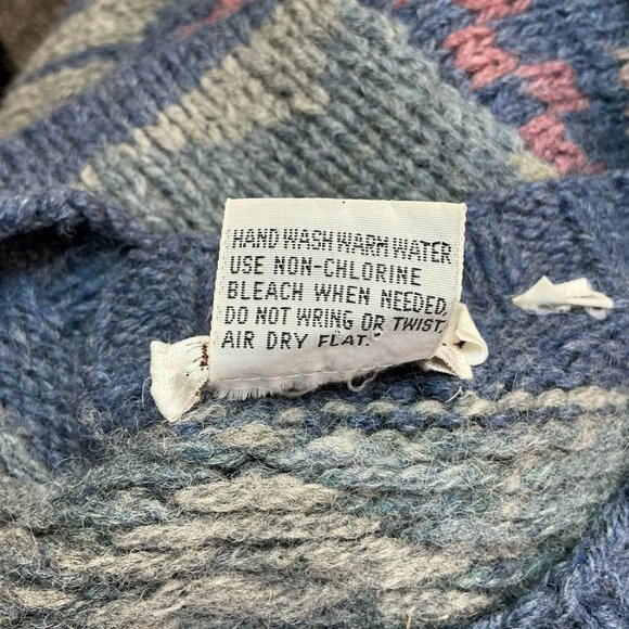 Vintage B.Altman & Co. 100% Shetland Hand Knit Wool Sweater Mens Large Geometric - Picture 11 of 13